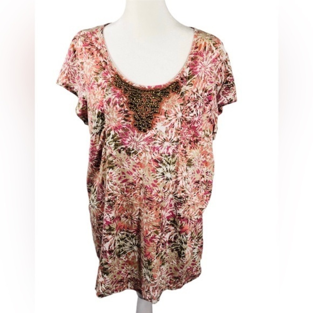 Style & Co. Size L Multicolor 60% Cotton 40% Modal Top Short Sleeves.